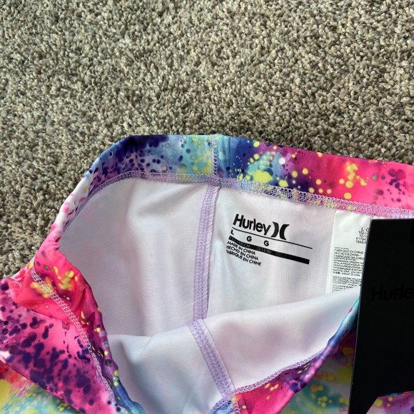 Hurley Girls Tie Dye Plant Splatter NEW Size Large Leggings NWT - Picture 4 of 5